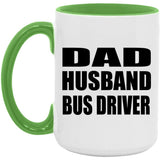 Dad Husband Bus Driver - 15oz Accent Mug Green