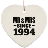 30th Anniversary Mr & Mrs Since 1994 - Heart Ornament