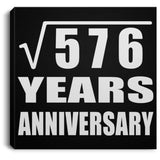 24th Anniversary Square Root of 576 Years Anniversary - Canvas Square
