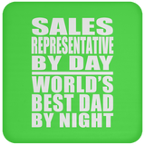 Sales Representative By Day World's Best Dad By Night - Drink Coaster