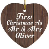 First Christmas As Mr & Mrs Oliver - Heart Ornament D