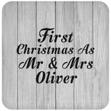 First Christmas As Mr & Mrs Oliver - Drink Coaster F