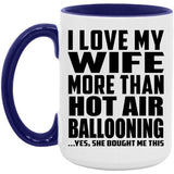 I Love My Wife More Than Hot Air Ballooning - 15oz Accent Mug Purple
