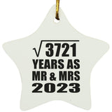 61st Anniversary Square Root of 3721 Years As Mr & Mrs 2023 - Star Ornament