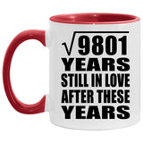99th Anniversary Square Root of 9801 Years Still In Love - 11oz Accent Mug Red