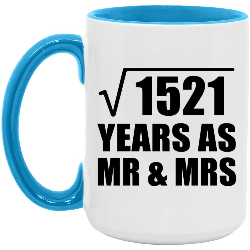 39th Anniversary Square Root of 1521 Years As Mr & Mrs - 15oz Accent Mug Blue