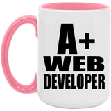 A+ Web Developer - 15oz Accent Mug Pink