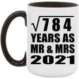 28th Anniversary Square Root of 784 Years As Mr & Mrs 2021 - 15oz Accent Mug Black
