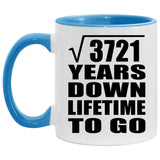 61st Anniversary Square Root of 3721 Years Lifetime To Go - 11oz Accent Mug Blue