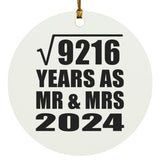 96th Anniversary Square Root of 9216 Years As Mr & Mrs 2024 - Circle Ornament