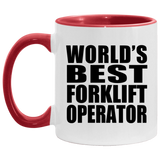 World's Best Forklift Operator - 11oz Accent Mug Red