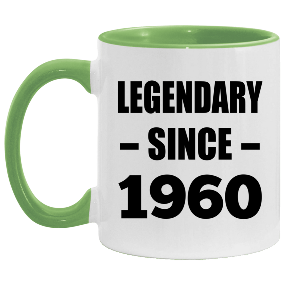 64th Birthday Legendary Since 1960 - 11oz Accent Mug Green
