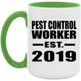 Pest Control Worker Established EST. 2019 - 15oz Accent Mug Green