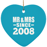 16th Anniversary Mr & Mrs Since 2008 - Heart Ornament