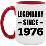 48th Birthday Legendary Since 1976 - 15oz Accent Mug Red