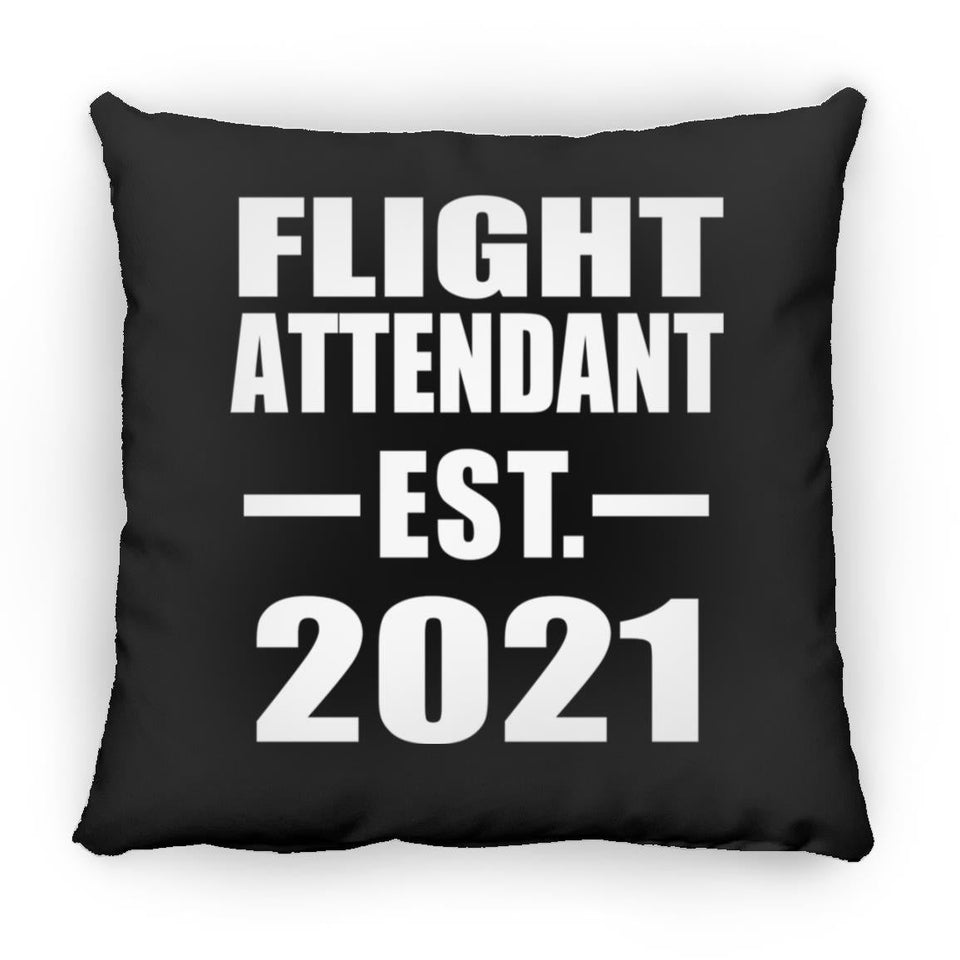 Flight Attendant Established EST. 2021 - Throw Pillow Black