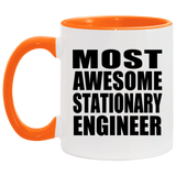 Most Awesome Stationary Engineer - 11oz Accent Mug Orange