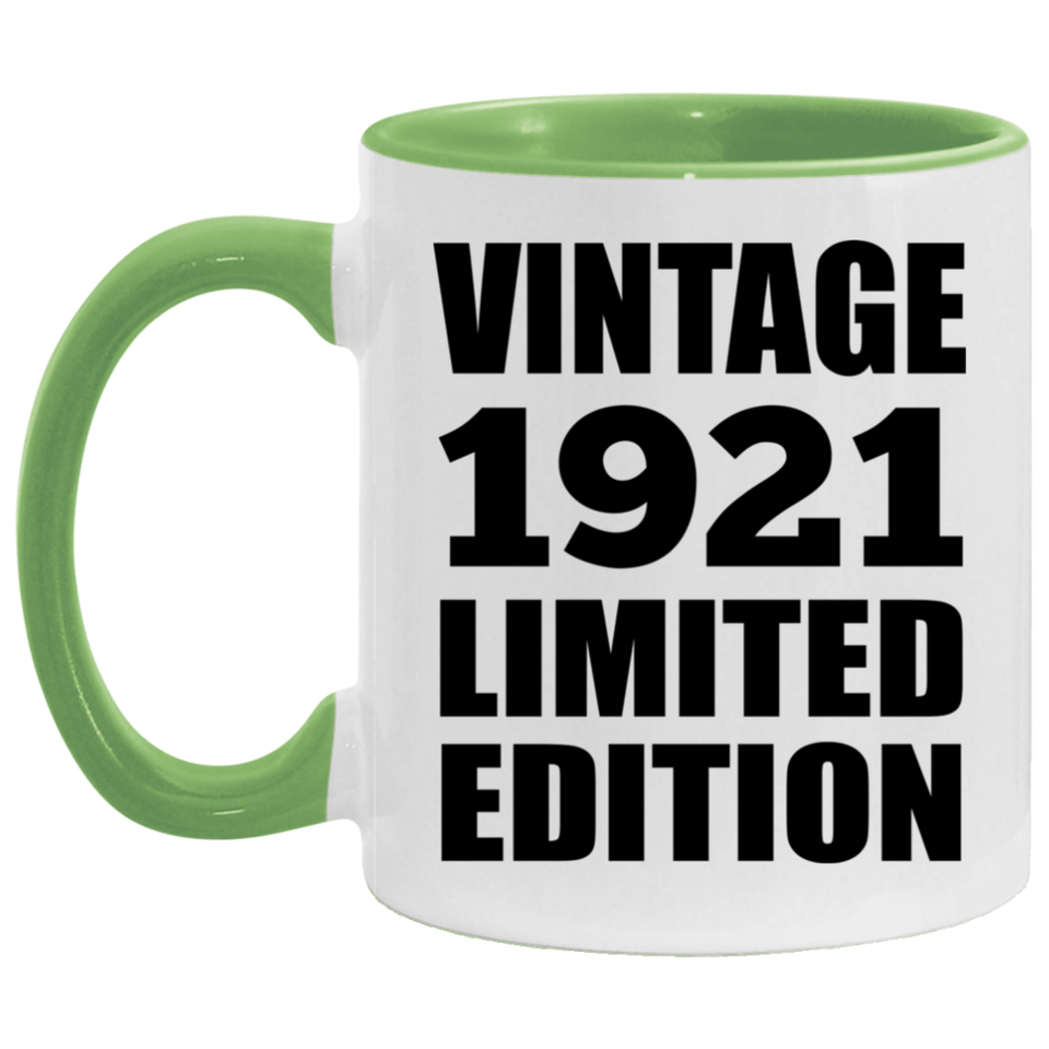 103rd Birthday Vintage 1921 Limited Edition - 11oz Accent Mug Green