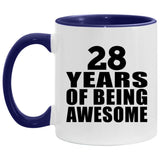 28th Birthday 28 Years Of Awesome - 11oz Accent Mug Purple