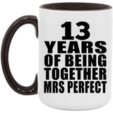 13th Anniversary 13 Years Of Being Mrs Perfect - 15oz Accent Mug Black