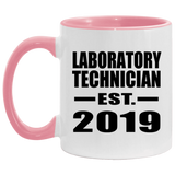 Laboratory Technician Established EST. 2019 - 11oz Accent Mug Pink