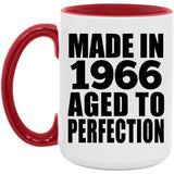58th Birthday Made In 1966 Aged to Perfection - 15oz Accent Mug Red