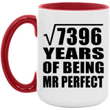 86th Anniversary Square Root of 7396 Years of Mr Perfect - 15oz Accent Mug Red