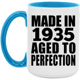 89th Birthday Made In 1935 Aged to Perfection - 15oz Accent Mug Blue