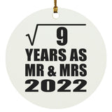 3rd Anniversary Square Root of 9 Years As Mr & Mrs 2022 - Circle Ornament
