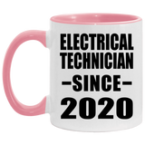 Electrical Technician Since 2020 - 11oz Accent Mug Pink