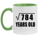28th Birthday Square Root of 784 Years Old - 11oz Accent Mug Green