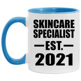 Skincare Specialist Established EST. 2021 - 11oz Accent Mug Blue