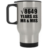 93rd Anniversary Square Root of 8649 Years As Mr & Mrs - Silver Travel Mug