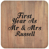 First Year As Mr & Mrs Russell - Drink Coaster C