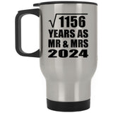34th Anniversary Square Root of 1156 Years As Mr & Mrs 2024 - Silver Travel Mug