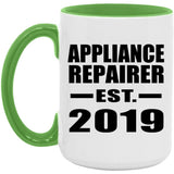 Appliance Repairer Established EST. 2019 - 15oz Accent Mug Green