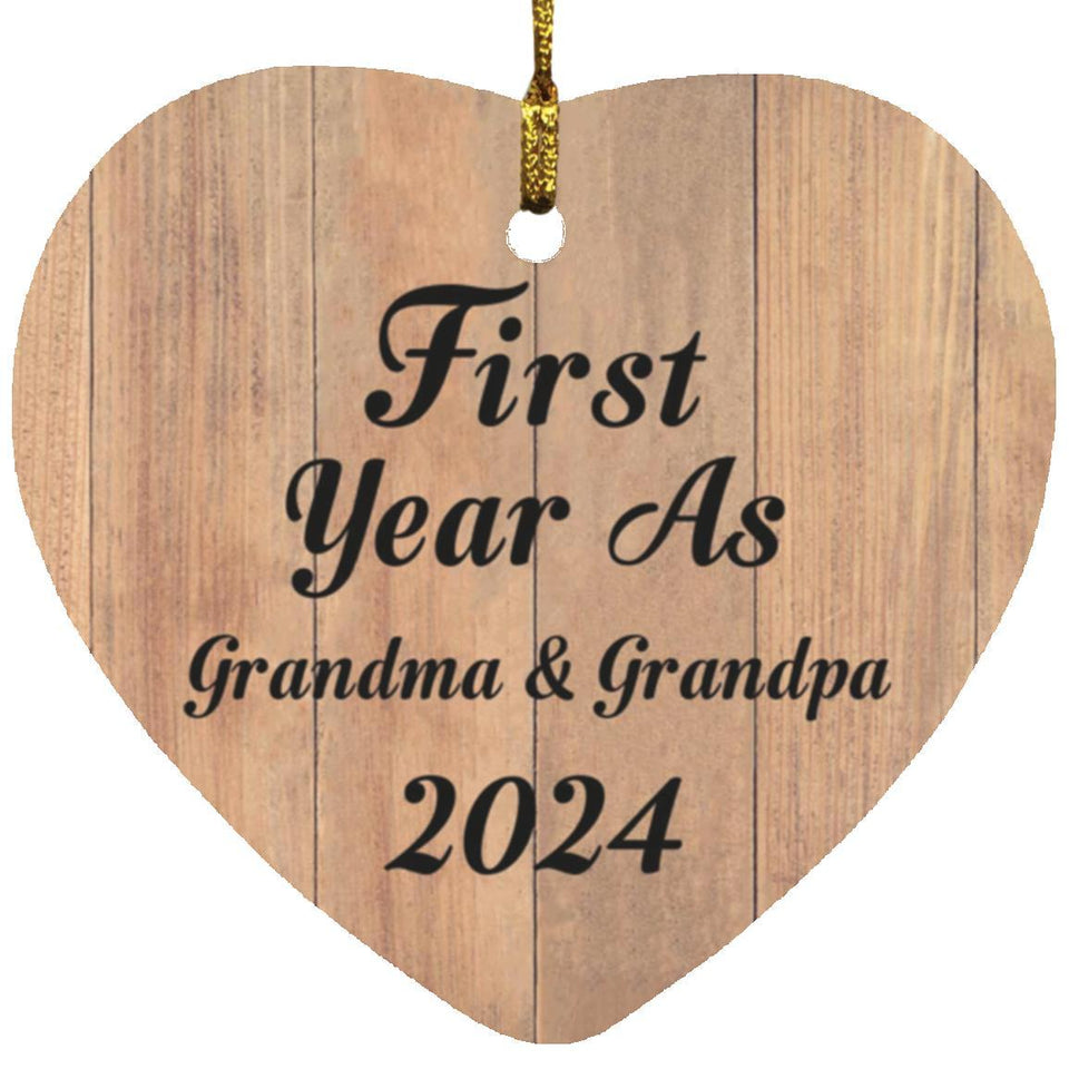 First Year As Grandma & Grandpa 2024 - Heart Ornament C