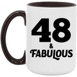 48th Birthday 48 & Fabulous - 15oz Accent Mug Black