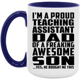 Proud Teaching Assistant Dad Of Awesome Son - 15oz Accent Mug Purple