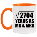 52nd Anniversary Square Root of 2704 Years As Mr & Mrs - 11oz Accent Mug Orange