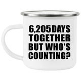 17th Anniversary 6,205 Days Together Who's Counting - 12oz Camping Mug