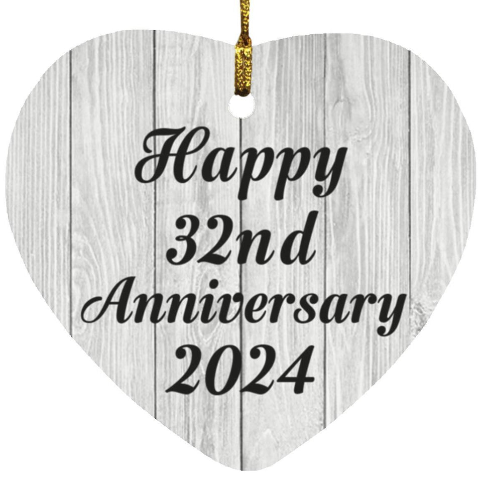 Happy 32nd Anniversary 2024 - Heart Ornament F