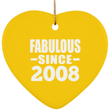 16th Birthday Fabulous Since 2008 - Heart Ornament