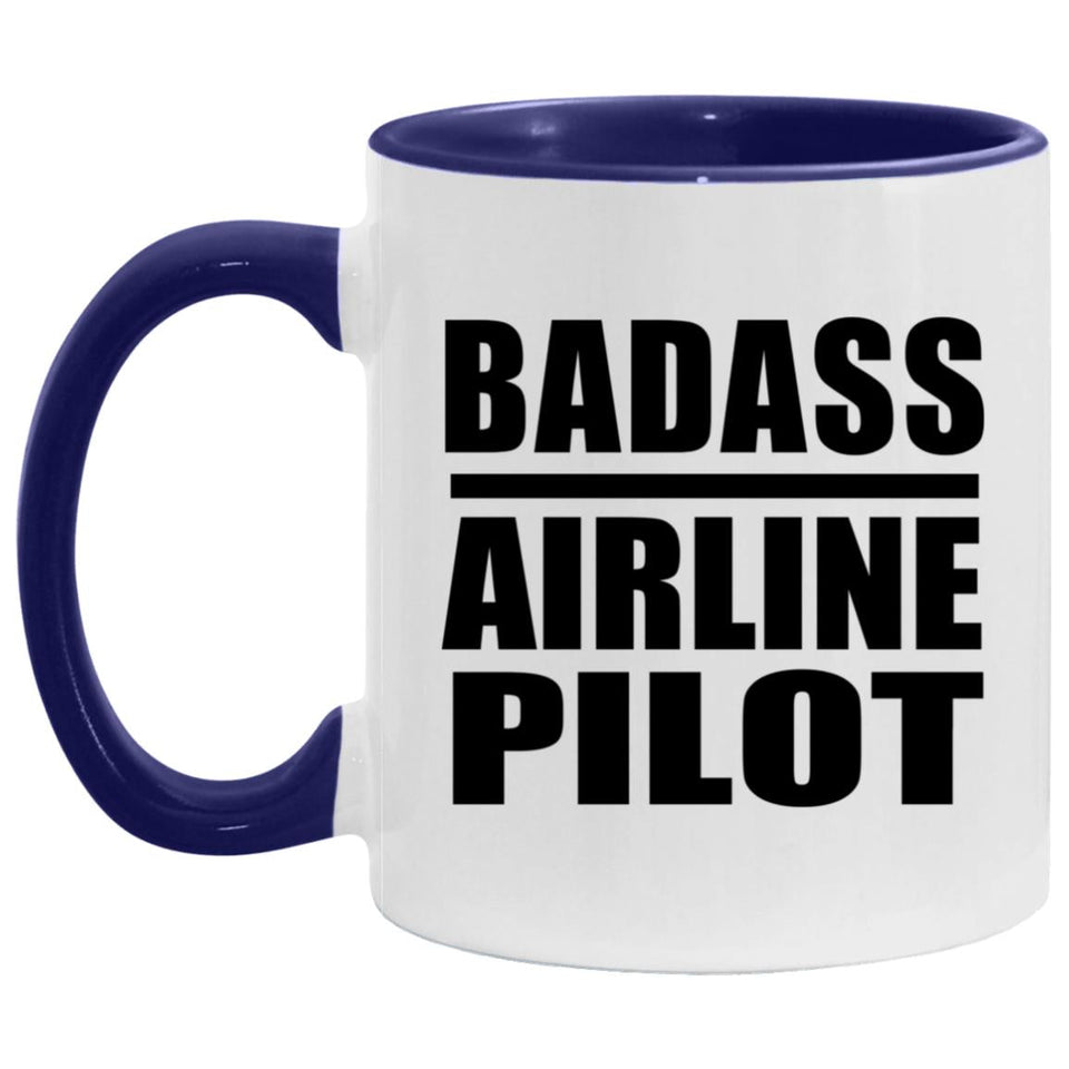 Badass Airline Pilot - 11oz Accent Mug Purple