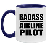 Badass Airline Pilot - 11oz Accent Mug Purple