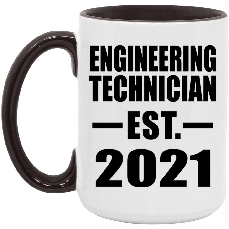Engineering Technician Established EST. 2021 - 15oz Accent Mug Black