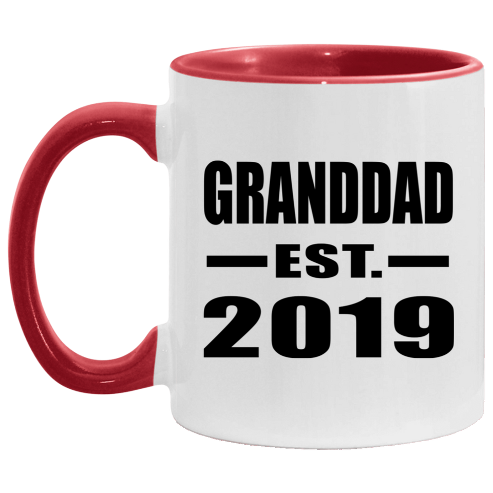 Granddad Established EST. 2019 - 11oz Accent Mug Red