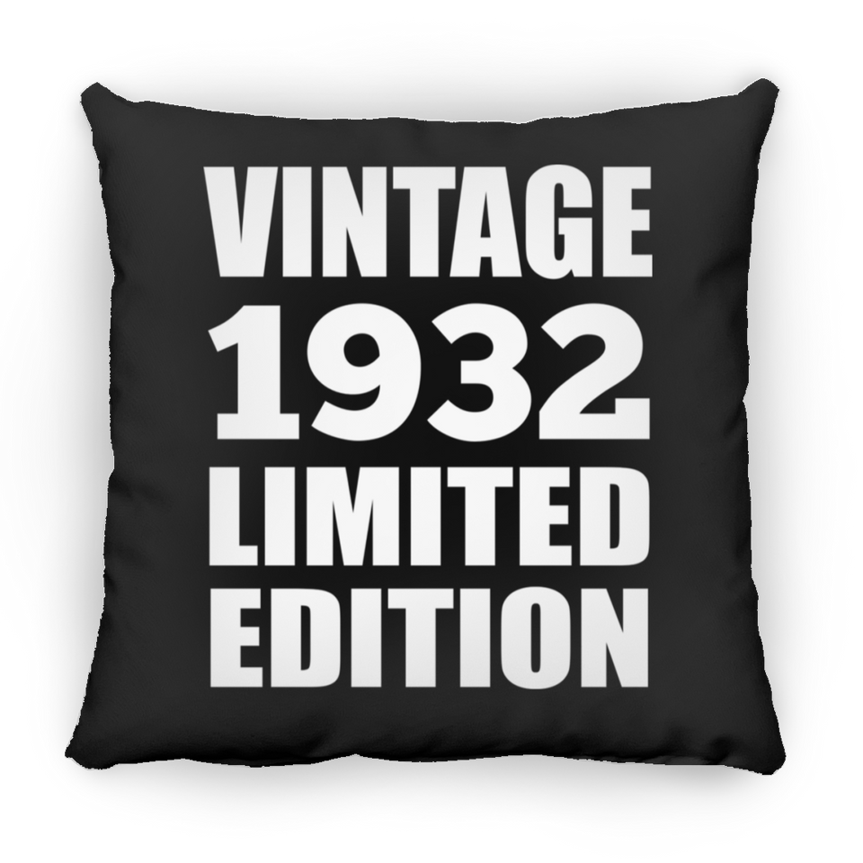 92nd Birthday Vintage 1932 Limited Edition - Throw Pillow Black