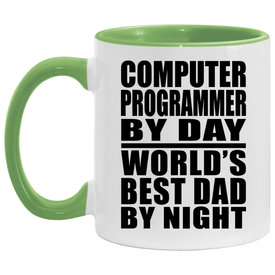 Computer Programmer By Day World's Best Dad By Night - 11oz Accent Mug Green