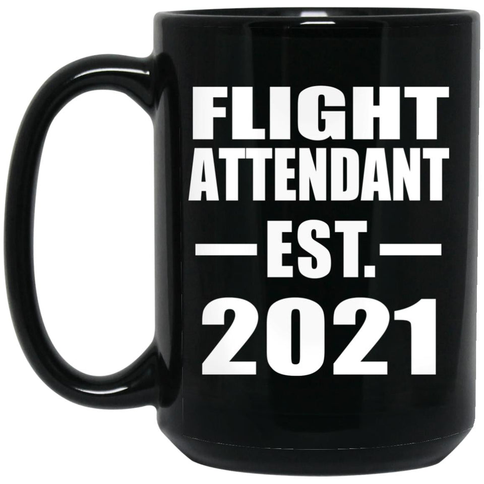 Flight Attendant Established EST. 2021 - 15oz Coffee Mug Black